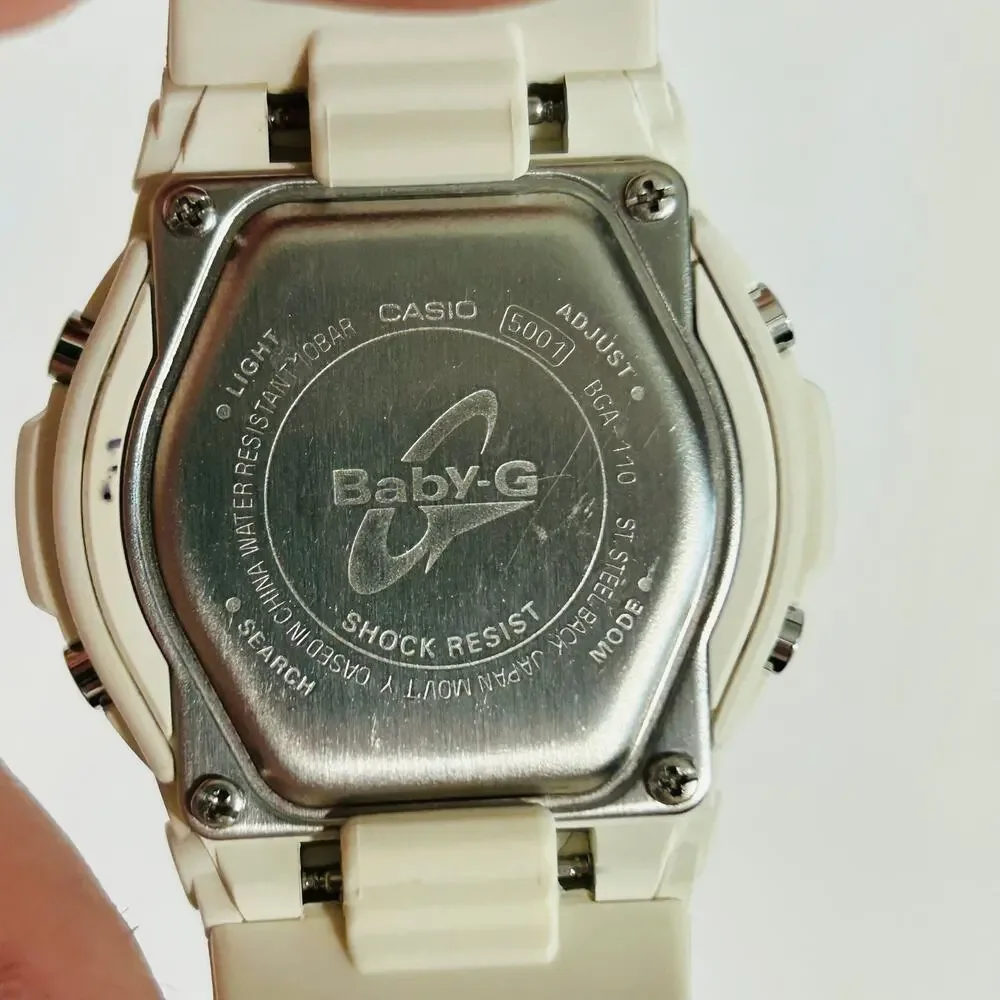 G Shock Baby G BGA 110 White New Battery Tested Working Model 5001